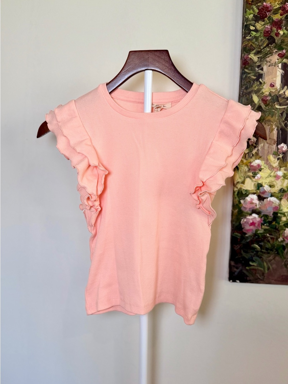NWT Jessica Simpson Girls Pink Ribbed Ruffle Sleeve Tank Top Size 10 Large